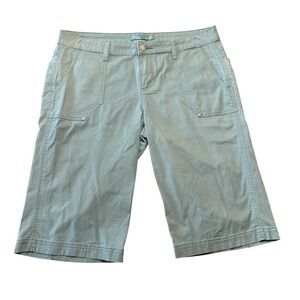 prAna Halle Shorts Womens 10 Green Organic Cotton Blend Hiking Bermuda Outdoor
